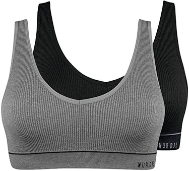 Nur Die Women's Retro Bustier 2-pack Underwear, Grey Melange/Black, 44-46 EU on Sale